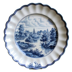 Vintage Delft Blue Decorative Plate with Classic Landscape Scene for Home Decor and Collectors