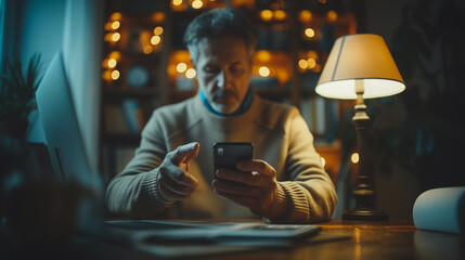 Sticker - Businessman using a mobile phone  for online work  at office table