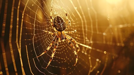 Intricate spider web glistening in the morning light showcasing nature s delicate engineering