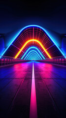 Wall Mural - A neon sign is lit up in a tunnel