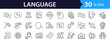 © SMUX - Language set of web icons in line style. Translation and communication linear icon collection. Containing translate, writing, speech, speaking, dictionary, text, language. Editable stroke