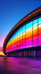 Wall Mural - A large building with a rainbow colored facade