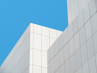 Poster - Modern building Architecture details white wall tiles Minimal Geometric art background