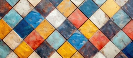 Aufkleber - Colorful texture wall and floor decorative tiles design pattern texture background,. with copy space image. Place for adding text or design
