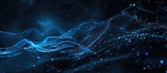 Leinwandbilder - Conceptual creative process black background with blue ai graphics. with copy space image. Place for adding text or design