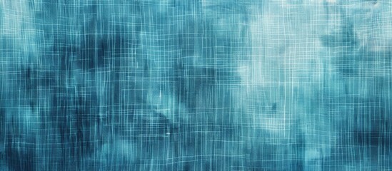 Wall Mural - Azure blue glitch geo linen texture background. Seamless abstract textile effect. Distressed aqua water dye pattern. Coastal cottage beach home decor. Modern marine sailor fashion repeat cotton cloth