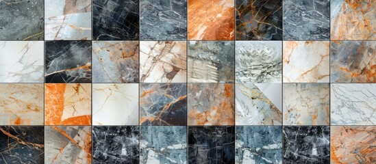 Aufkleber - Colorful elevation marble wall and floor decorative tiles design pattern texture background,. with copy space image. Place for adding text or design