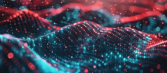 Poster - Big data visualization. A dynamic array of information. Data sorting process. Big data stream futuristic infographics. File structuring, machine learning. with copy space image