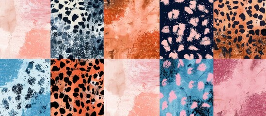 Poster - Colorful seamless Leopard Animal Water color Suitable Color Cards Floor Print Home Textile Fabric Wall Cards Packaging Cards Carpet Rug Background Fabric Linen Look Textures. with copy space image