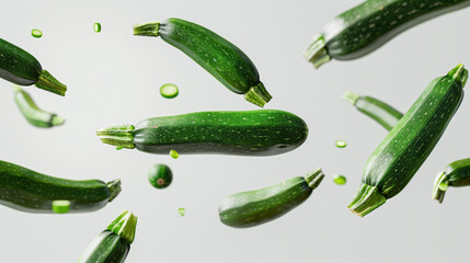 Ripe Zucchini with a Soft Fuzz on a White Background