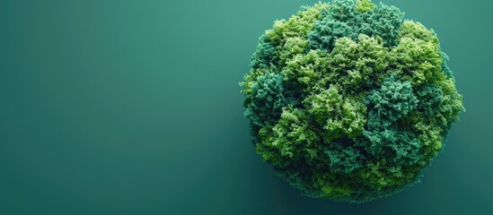 Poster - Green world ball covered in trees. Copy space image. Place for adding text or design