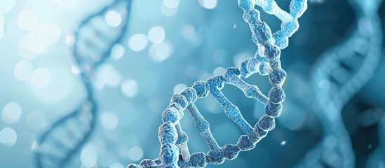 Poster - image of dna chain on biotechnological background,. copy space image. place for adding text or desig