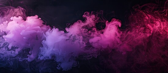 Aufkleber - Thickpink and purple smoke on a black isolated background. Background from the smoke of vape. with copy space image. Place for adding text or design