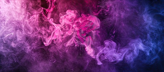 Aufkleber - Thickpink and purple smoke on a black isolated background. Background from the smoke of vape. with copy space image. Place for adding text or design