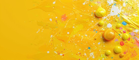 Wall Mural - All night party design mock up, bright yellow with vibrant blots, place for text. with copy space image. Place for adding text or design