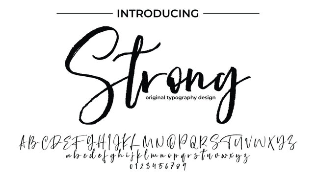 Strong Font Stylish brush painted an uppercase vector letters, alphabet, typeface
