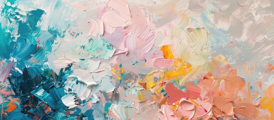 Poster - Artist palette isolated on pastel background  Design. with copy space image. Place for adding text or design