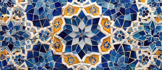 Poster - Floor Tiles Moroccan Design Decor For Interior Exterior Home Decoration Murals Design Used Ceramic Tile Texture. with copy space image. Place for adding text or design