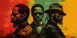 © tynza - Montage of historical figures a integral to Juneteenth, creative illustration in black, green, red and yellow colors.