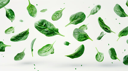 Nutritious Spinach Leaves on White Background for Balanced Diets