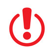 © Maksim - Red exclamation point round icon. Concept of big error or failure shape and ui element. Flat simple style simple attentive logotype graphic web minimal design isolated on white background.