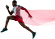 © master1305 - Speed and endurance. Muscular young man, running athlete in motion, training, running isolated on transparent background. Concept of sport, action and motion, marathon, competition