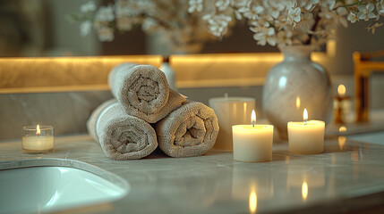 Wall Mural - candles and towels