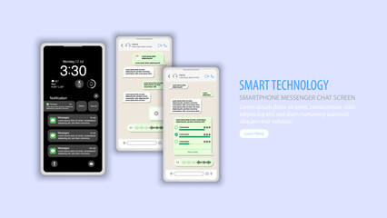 Poster - Sleek Smartphone App Chat Interface Design with Messenger Dialogue. Mobile App UI Concept. Vector
