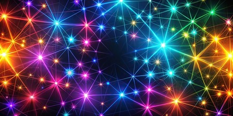 Wall Mural - Radiant neon fractal pattern resembling a constellation of stars, neon, fractals, glowing, space, stars, constellation