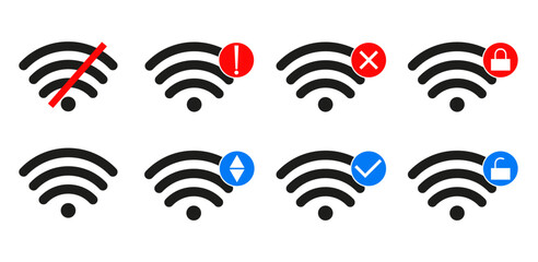 Poster - Wifi icon collection. Wireless internet signal pictogram. Wifi and wireless black icons. Set of wifi icons