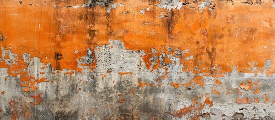 Poster - orange brick wall surface overlaid with cement. copy space image. place for adding text and design