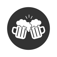 Toast with beer mugs white linear icon for dark theme. Party celebration with friends. Thin line customizable illustration. Isolated vector contour symbol for night mode. Editable stroke