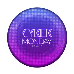 Wall Mural - circular halftone effect background with neon effect for cyber monday coming poster or template desi