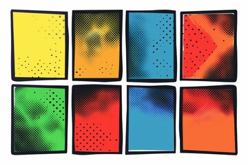 Wall Mural - Comic book style graphic with vibrant color blocks and halftone dot patterns