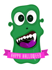 Wall Mural - Cartoon Monster Face on png background for Happy Halloween.