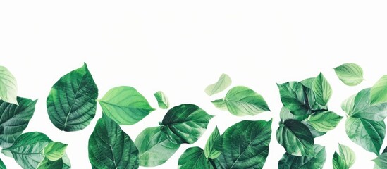 Wall Mural - green leaves isolated on a white, seamless background pastel background. Copy space image. Place for adding text and design