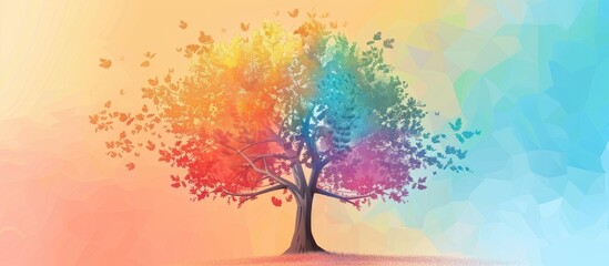 Tree Design with Adobe Illustrator pastel background. Copy space image. Place for adding text and design