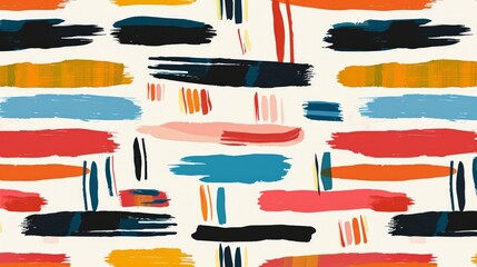 Wall Mural - colorful brush strokes lines arranged in horizontal rows on a white background