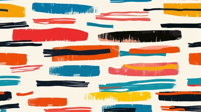 colorful brush strokes lines arranged in horizontal rows on a white background