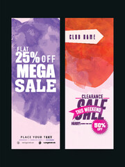 Poster - Social Media Mega Sale Standee Poster or Template Design in Two Color Options.