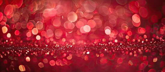 Wall Mural - Red glitter vintage lights background. defocused. Copy space image. Place for adding text or design