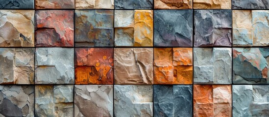 Poster - Background wall tiles with colorful. Copy space image. Place for adding text and design