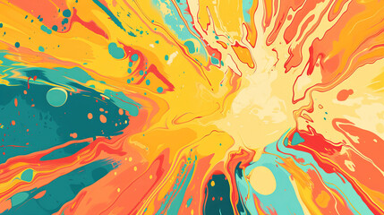 Vibrant abstract art background with dynamic summer colors and fluid shapes