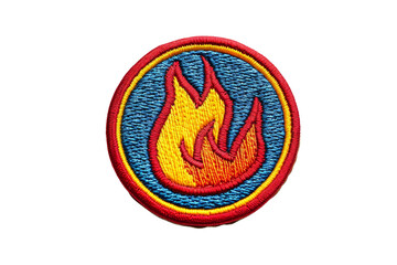 colorful embroidered fire patch on a vibrant background, ideal for scouts, badges, collections, and 