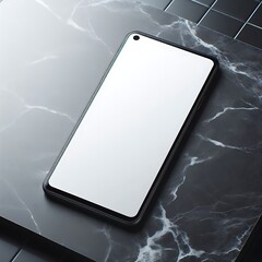 Wall Mural - A mockup of smartphone with a blank screen lies on a wooden table. Minimalistic stylish design for your project or advertising layout.