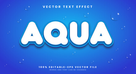 Aufkleber - Aqua 3d editable text effect Template with water background