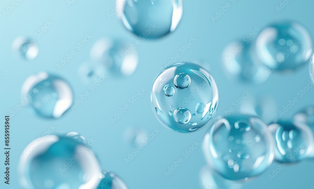 An Abstract and Calming Background with Floating Spheres and Soft Blue ...