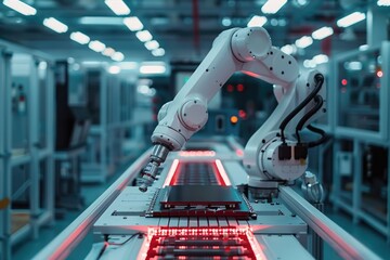 Poster - Industrial robot arm in a factory