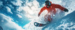 © Влада Яковенко - A snowboarder catching air on a half-pipe, their board spinning in the air.