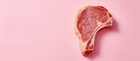 Canvas Print - pork chop, Isolated on pastel background  Food  Isolated. Copy space image. Place for adding text and design